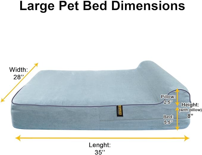 KOPEKS Dog Bed Replacement Cover Memory Foam Beds - Grey - Large Size - Image 2