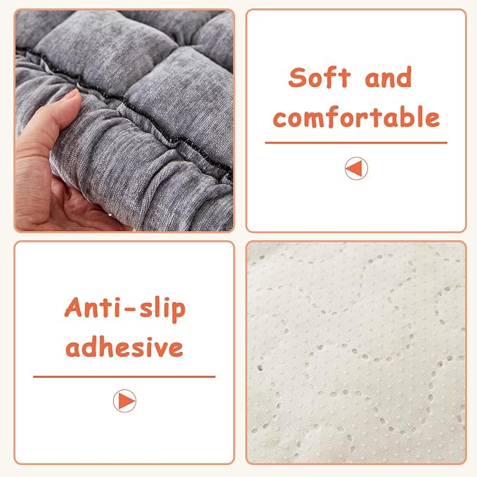 Chenille Couch Cover for Dogs, Quilted Non-Slip Sofa Protector Pad | Soft chenille fabric, PP cotton filling, anti-slip backing, machine washable, for dogs, cats, loveseats and sectional sofas - Image 3
