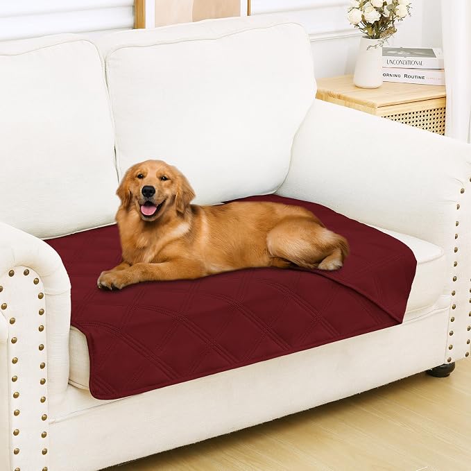 Smiry Waterproof Dog Bed Cover, Reversible Pet Blanket for Sofa Couch | Soft Washable Dog Blanket, Leakproof Couch Cover for Dogs Cats & Furniture Protection, 30x53, Wine Red/Wine Red by Smiry