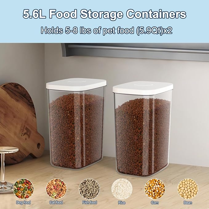 LEAWALK 5-8 Lbs/6Qt Airtight Dog Cat Food Storage Container and Pet Storage Bin BPA-Free, PET Clear Stackable Dog Treat Containers Measuring Scoop Suitable for Dogs Food, Cats Food and Other Dry-1Pack - Image 7