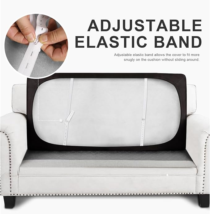 molasofa Leather Like Couch Cushion Covers Sofa Slipcovers Sets Furniture Protector Covers for Sectional Armchair Loveseat Stretch Spandex Fabric, Machine Washable (1 Cushion Loveseat, Chocolate) - Image 5