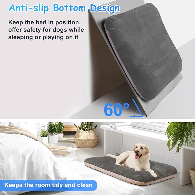 Magic Dog Super Soft Large Dog Bed, 39 Inches Orthopedic Foam Pet Beds with Anti Slip Bottom, Dog Sleeping Mattress with Removable and Washable Cover, Grey - Image 4