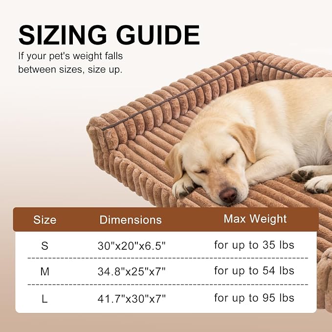 Waterproof Orthopedic Dog Bed for Medium Dogs Brown | Non-Slip Egg-Crate Memory Foam Dog Couch Pet Bed with Sides Removable Washable Cover for Crate - Image 2