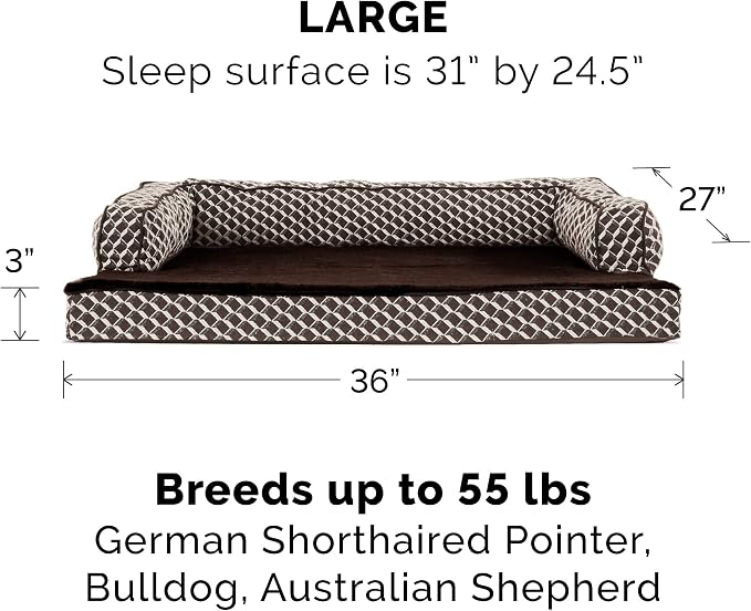 Furhaven Replacement Dog Bed Cover Comfy Couch Plush & Décor Sofa-Style, Machine Washable - Diamond Brown, Large - Image 3