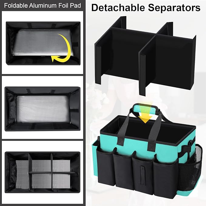 Wearable Large Cleaning Caddy Bag for Housekeeper, Clean Supply Organizer with Adjustable Shoulder, Waist & Handle Straps, Detailing Bag for Kitchen Supplies (Lakeblue) - Image 4