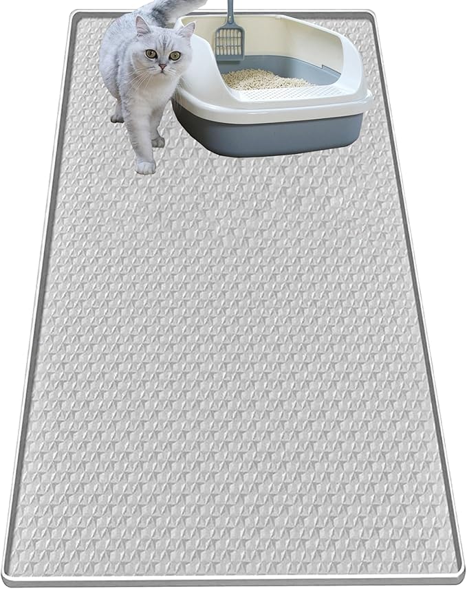 Cat Litter Mat for Litter Box, Silicone Large Cat Litter Trapping Mat - 51.2x25.6 in, Waterproof & Non-Slip, Durable & Easy Clean, Light Gray by Jacooxi