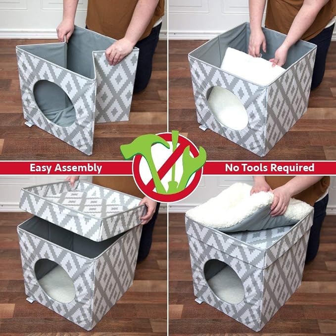 Kitty City Indoor Cat Cube Furniture, White Cube - Image 6