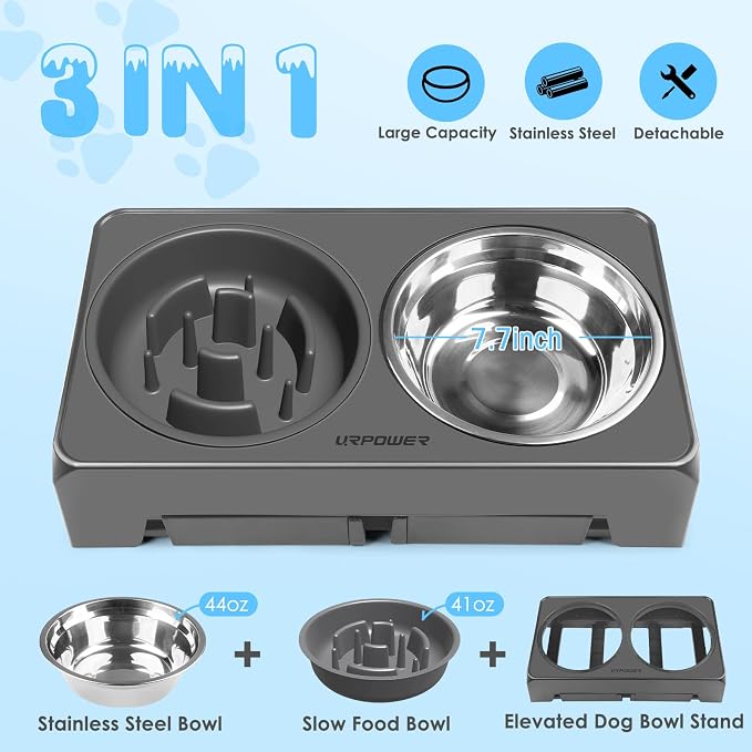 URPOWER Raised Dog Bowls 4 Height Adjustable Elevated Bowl Stand | Stainless Steel Water Bowl Non-Slip Dog Food Bowls Stand for Small Medium Large Dogs and Pets - Image 5