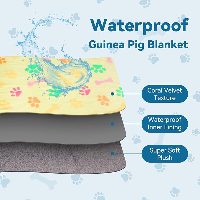 YUEPET 3 Pack Waterproof Guinea Pig Blankets Washable Small Animal Fleece Cage Liners Soft Pet Mat Guinea Pigs Fleece Bedding for Hamster Rabbit Chinchilla Ferret Guinea Pig 48"×24" - Image 3