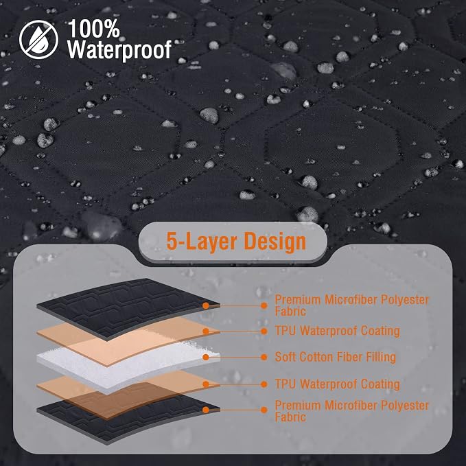 VANSOFY Sectional Couch Covers 100% Waterproof L Shaped Sofa Slipcover 3pcs Reversible Chaise Lounge Cover for Sectional Sofa Furniture Protector Cover for Pets Cat Dog(X-Large, Blcak) - Image 5