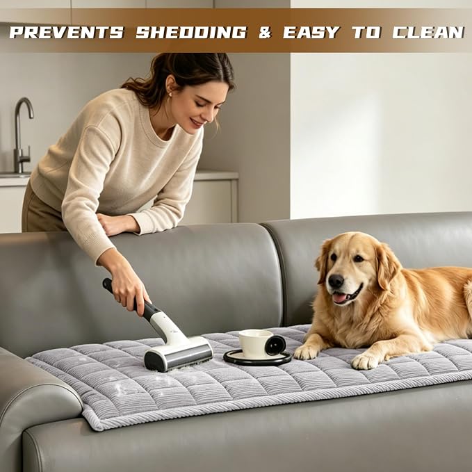 HAOYONG Couch Covers for Dogs Washable, Non Slip Fuzzy Durable Couch Covers for 3 Cushion Sofa Pet Friendly Furniture Protector Covers Dog Mat for Couches (Light Gray, 27.6"×82.7") - Image 2