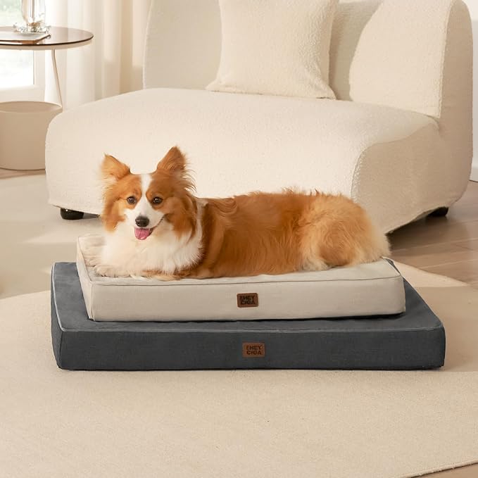 EHEYCIGA Large Orthopedic Memory Foam Dog Bed Washable, 36x27Inch, Beige | High Density Egg Crate Foam, Waterproof Liner, Removable Easy Clean Cover, Non-Slip Bottom, Fits Floor, Camping and Car - Image 8