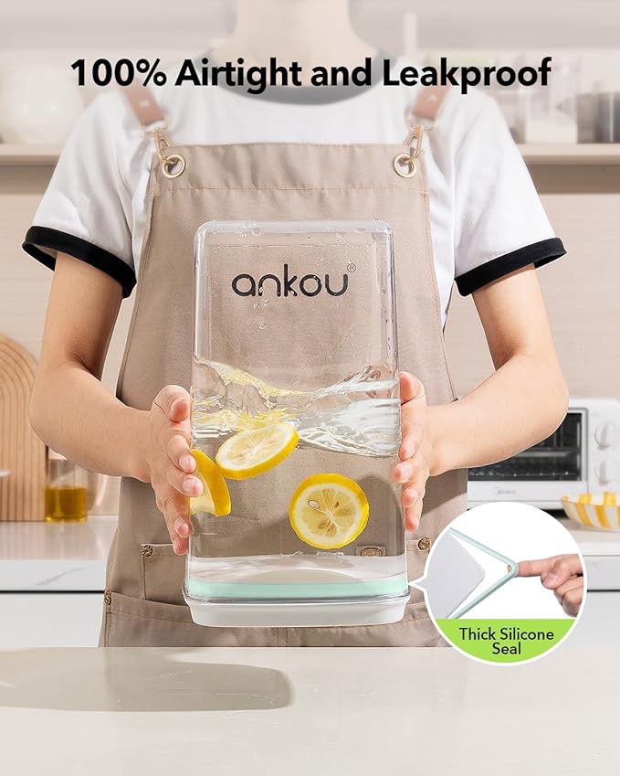 Ankou Airtight Food Storage Container with Pop Lid & 130ml Scoop, 4L/4.2qt *2 BPA-Free Cereal, Rice, Flour, Pasta & Snack Container, Stackable & Durable,Kitchen Pantry Organizer - Image 3