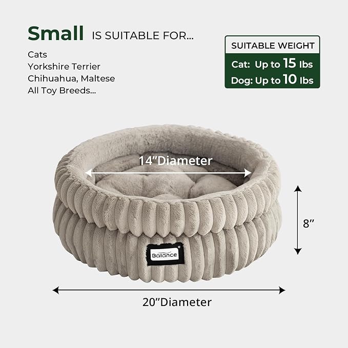 BALANCE Cat Bed Kitten Bed, Washable Round Cat Beds for Indoor Cats,Super Soft Plush Faux Fur Pet Bed for Puppy and Kitten with Anti-Slip Bottom - Image 5