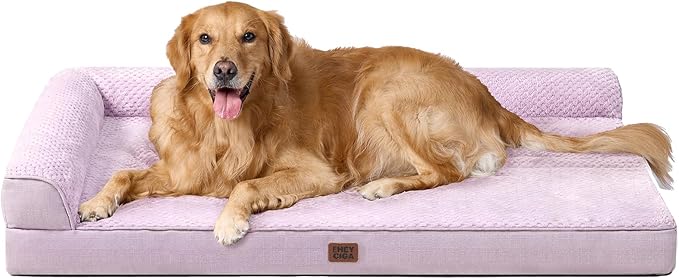 EHEYCIGA Extra Large Dog Bed Othorpedic, Memory Foam XL Dog Bed with Washable Removable Cover, Waterproof Pet Sofa Couch XLarge Size Dogs with Nonskid Bottom, 44x32x6.5, Lilac by EHEYCIGA