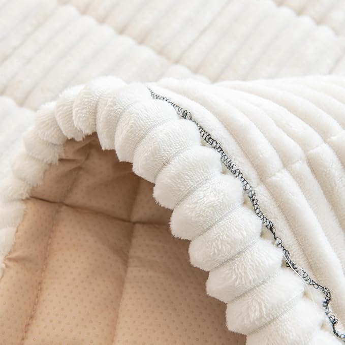 vctops Striped Couch Cover Super Soft Corduroy Sectional Sofa Cover Washable Non Slip Sofa Slipcover Furniture Protector for Kid Dog Pet,1 Piece (Cream,31"x63") - Image 7