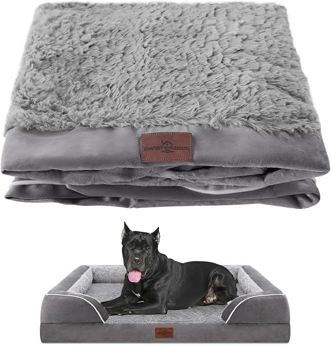 Comfort Expression Extra Large Dog Bed Cover: Washable Removable Soft Pet Bed Cover Replacement (53 x 42 x 9.5, Grey) by ComfortExpression