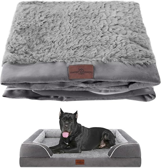 Comfort Expression Extra Large Dog Bed Cover: Washable Removable Soft Pet Bed Cover Replacement (53 x 42 x 9.5, Grey) by ComfortExpression