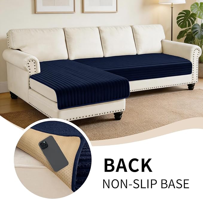 100% Waterproof Couch Covers for Sectional Sofa, Washable Couch Cover, L Shaped Couch Cover for Dogs, Non Slip 2 Pieces Sofa Cover Pet Friendly, 35"x63"+35"x70.9"-Navy Blue - Image 5