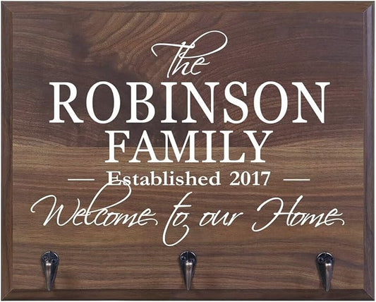 Rooms Organized Personalized Family Name Welcome to Our Home Wall Mounted Coat, Hat, Key, Pet Leash Collar Rack New Home with 3 Hooks 15" w x 12" h 4.25" deep (Welcome to Our Home) by Unknown