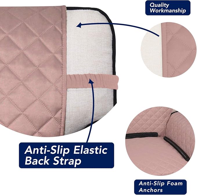 PureFit Reversible Quilted Sofa Cover, Water Resistant Slipcover Furniture Protector, Washable Couch Cover with Non Slip Foam and Elastic Straps for Kids, Dogs, Pets (X Large, Pink/Beige) | Pink/Beige, Water Resistant Couch Protector, Washable Pet Couc... - Image 3