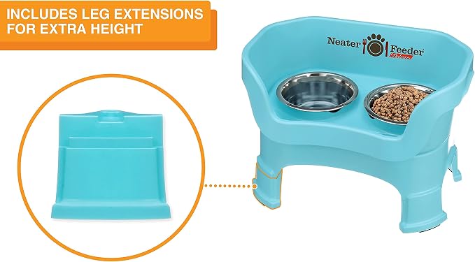 Neater Feeder Deluxe Mess-Proof Elevated Dog Bowls for Medium Dogs (19–40 lbs), 2 Height Adjustable (10” & 12.5”) No-Spill Raised Dog Bowl Stand, Stainless Steel Food Bowl Set, Made in USA, Aquamarine - Image 6