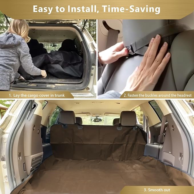 F-color SUV Cargo Liner for Dogs - Heavy Duty Cargo Cover for Mid-Size SUVs | Water Resistant, Bumper Flap, Non-Slip Mat, Car Trunk Dog Car Seat Cover Prevents Scratches Pet Hair Mud Dirt for Sedans Vans - Image 7