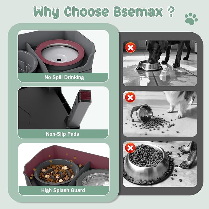 4 in 1 Adjustable Elevated Dog Bowls with 2*Stainless Steel Bowls, Anti-Spill Water Bowl, 4 Heights Raised Dog Bowl Stand for Small to Medium & Growing Large Puppies, Anti-Slip, Mess Proof Design - Image 7