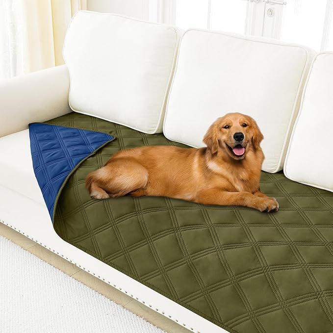 Smiry Waterproof Dog Bed Cover, Reversible Pet Blanket for Sofa Couch | Soft Washable Dog Blanket, Leakproof Couch Cover for Dogs Cats & Furniture Protection, 30x70, Green/Navy by Smiry