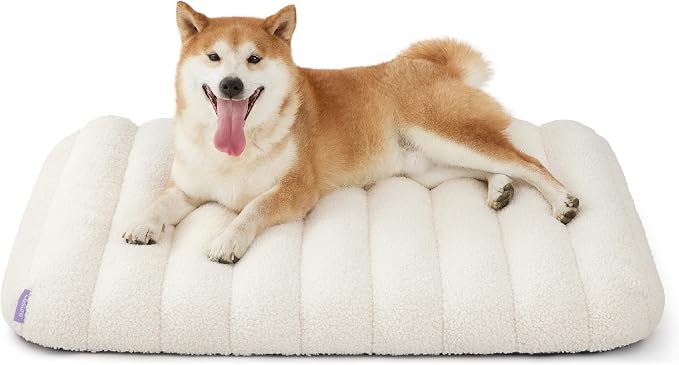 LE SURE Cute Orthopedic Dog Bed Medium Size Dog, Waterproof Chic Flat Pet Beds with Removable Washable Cover, Fuzzy Thick Egg Crate Foam Pet Mat for Indoor Use (30" x 20", Cream) - Image 6