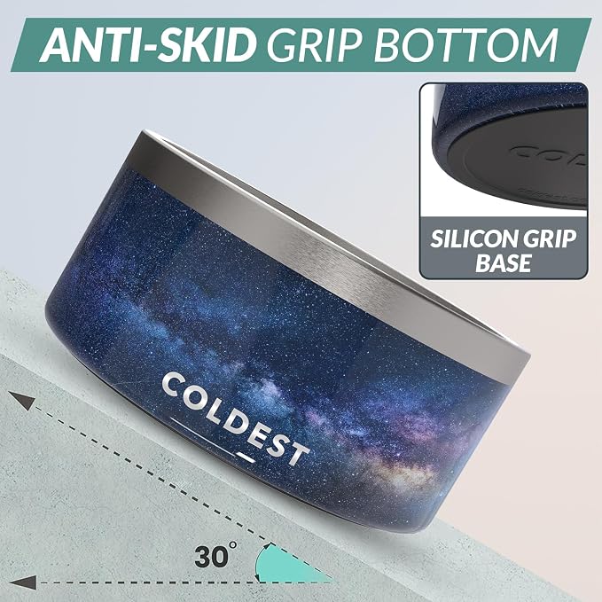 Coldest Dog Bowl - Anti Rust Metal, Non Slip, 3 Layers Insulated Stainless Steel Dog Bowls - Spill Proof & Heavy Duty - Water Bowl for Dogs, Cats & Pets, Dish Washer Safe (200 oz, Into The Beyond) - Image 2