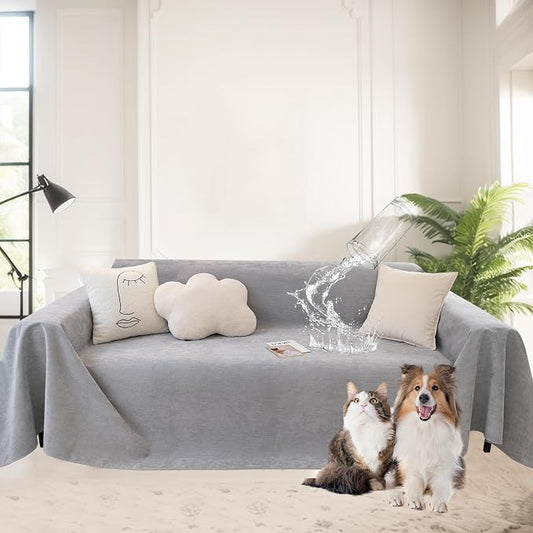 MINGPINHUIUS Sofa Cover Sectional Couch Covers: Chenille Textured Soft Loveseat Covers Non Slip Waterproof Thick Couch Protector Pet-Friendly for Living Room (Light Gray,71 × 118in) by MINGPINHUIUSFeatured