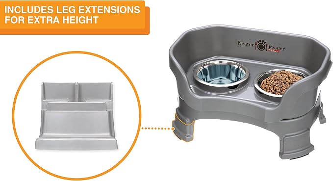 Neater Feeder Deluxe Mess-Proof Elevated Dog Bowls for Small Dogs (Up to 19 lbs), 2 Height Adjustable (6” & 7.5”) No-Spill Raised Dog Bowl Stand, Stainless Steel Food Bowl Set, Made in USA, Gunmetal - Image 6