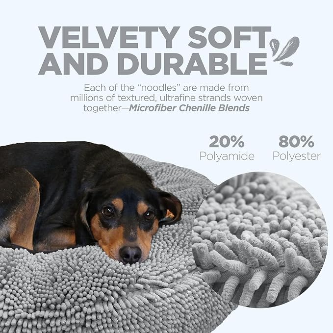 Soggy Doggy Super Snoozer Round Dog Bed, Gray, Medium 24"x24"x6" | Removable, zip-off washable cover; plush round design; for small to large breeds; car & living room use - Image 4