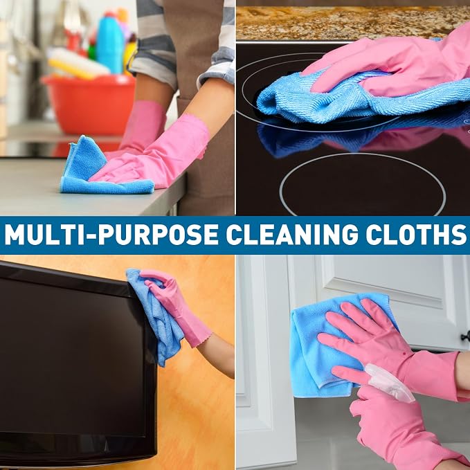 TEAWOO Blue Microfiber Towels Bulk-50 Pack, Cleaning Cloths | Microfiber Towels for Cars, Cleaning Rags, Blue (12x12 inches) - Image 5
