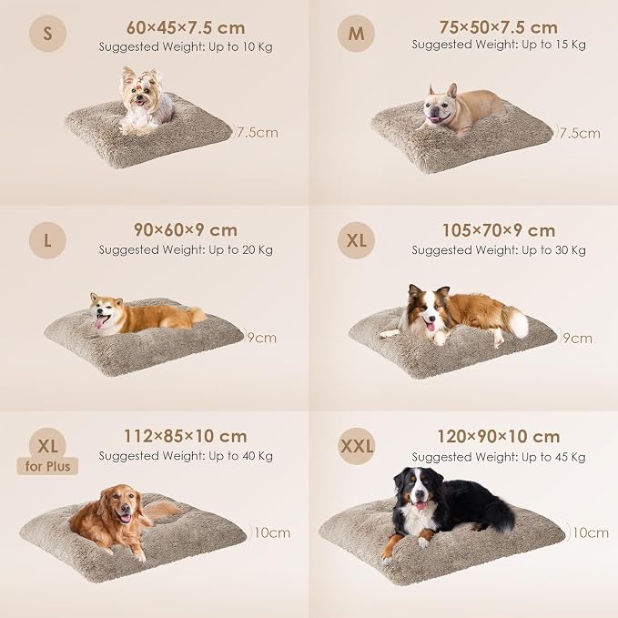 EHEYCIGA Fluffy Dog Crate Bed for Medium Dogs, Plush Crate Pad, Taupe | Calming Anti Anxiety Medium Dog Bed, Washable Soft Warm Faux Fur Crate Mat with Non-Slip Bottom - Image 2