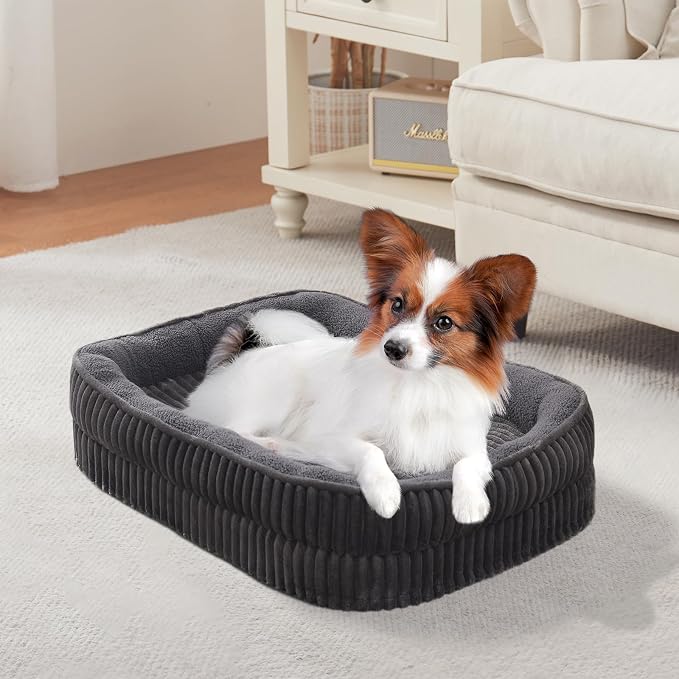 Orthopedic Dog Bed for Puppy,Extra Small Dogs Breeds,Oval Cat Bed,High Density Egg Crate Foam Dog Sofa Beds,Pet Couch Bed with Four Sided Bolster,Removable Washable Cover&Non-Slip Bottom - Image 8