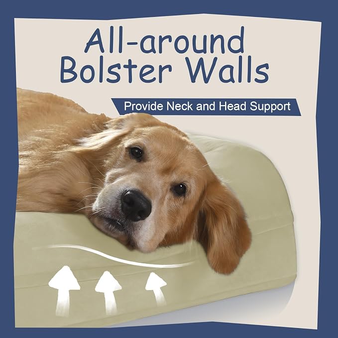 XL Orthopedic Dog Bed Waterproof for Extra Large Size Dogs | 360 Degree Bolster Support, Egg Crate Foam, Waterproof Liner, Non-Slip Bottom, Machine Washable Cover, 41 x 29 Inch - Image 3