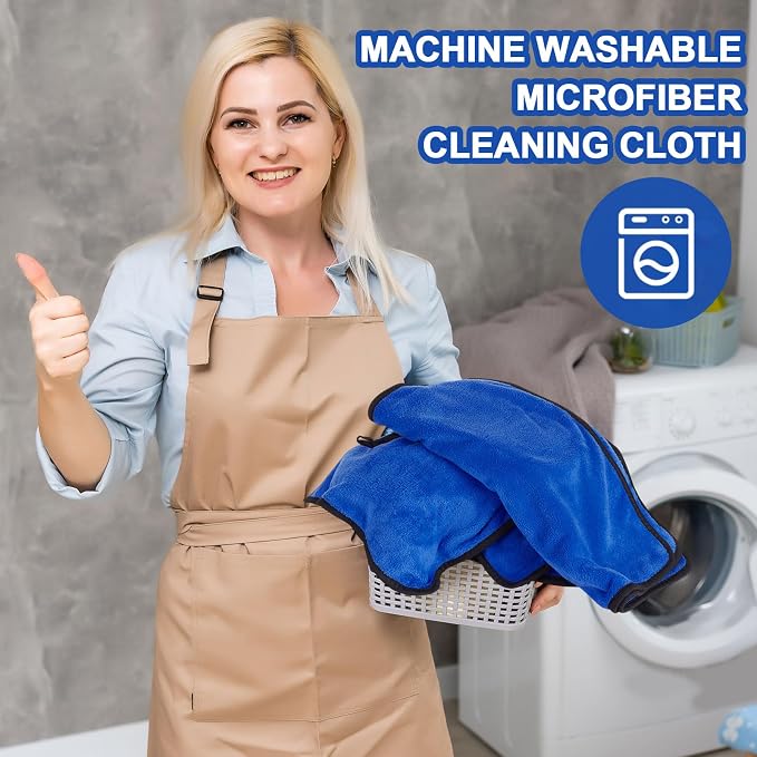 Tallew 60 Pcs Blue Microfiber Towels: 16"x16" Microfiber Drying Towels Bulk Micro Fiber Car Cleaning Cloth for Cars Drying Washing Polishing Cleaning Household Supplies - Image 3