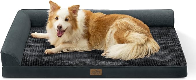 COZY KISS Orthopedic Dog Bed for Extra Large Dog 44x32 inch, XL Pet Sofa, Bolster Foam Bed with Sides, Non-Slip and Egg-Crate Big Dog Couch Bed with Washable Removable Cover, Black by COZYKISS