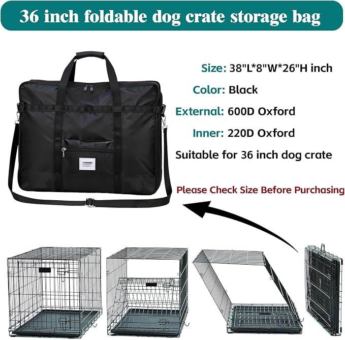 Dog Crate storage bag, 36 inch Heavy Duty waterproof Dog Fence Storage Bag with handles for Foldable Wire Crates & Pet Supplies - Image 2