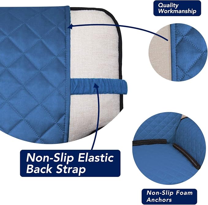 PureFit Reversible Chair Sofa Cover Dog Couch Covers for Sofa, 25.5 in | Blue/Ivory, Water Resistant Couch Protector, Washable Pet Couch Cover with Non Slip and Elastic Straps For Kids - Image 3