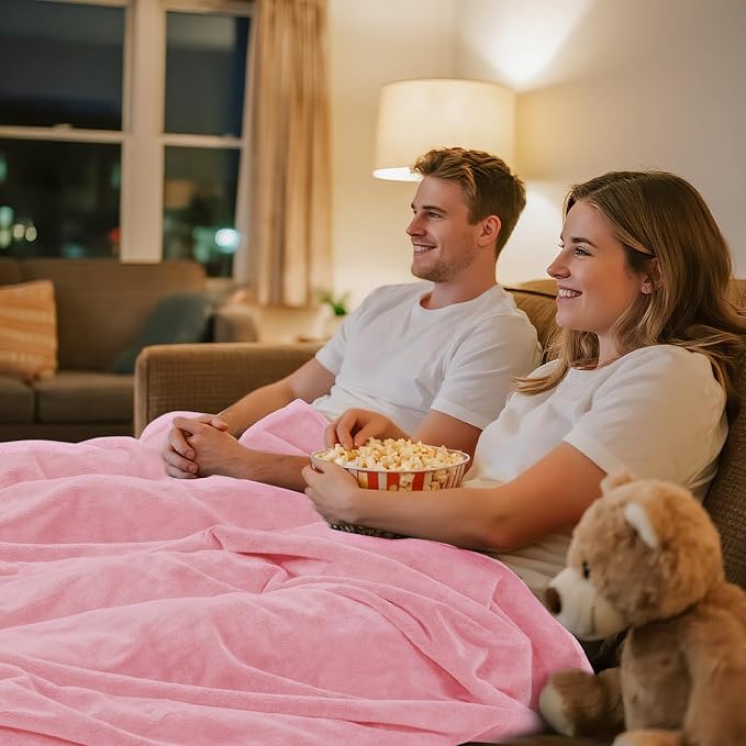 LOOBANI Waterproof Blanket for Twin Bed, Pink Couch Blanket, 60"x80" | Reversible Leakproof Blanket for Pet Accidents, Soft Flannel & Coral Fleece Bed Throw, Stain-Resistant Furniture Protector - Image 5