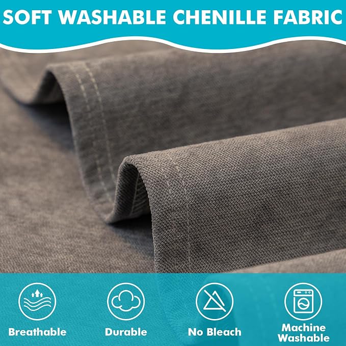 MINGPINHUIUS Sofa Cover Sectional Couch Covers: Chenille Ultra Soft Sofa Slipcover Anti-Slip Waterproof Breathable Loveseat Futon Cover for Pets, Kids (Dark Gray, 71 × 118in) - Image 3