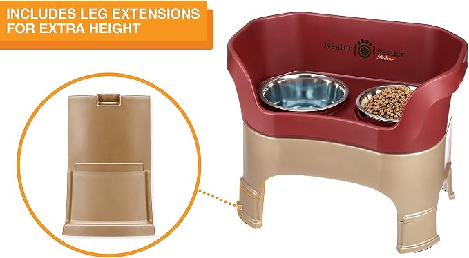 Neater Feeder Deluxe Mess-Proof Elevated Dog Bowls for Large Dogs (40+ lbs), 2 Height Adjustable (14.5” & 17.5”) No-Spill Raised Dog Bowl Stand, Stainless Steel Food Bowl Set, Made in USA, Cranberry - Image 6