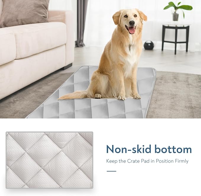 Dog Crate Pad 2 Pack (42" x 28"), Dog Crate Mat with Anti-Slip Bottom, Grey | Fits 42 Inch Crate, Soft, Machine Washable, Kennel Pad - Image 6