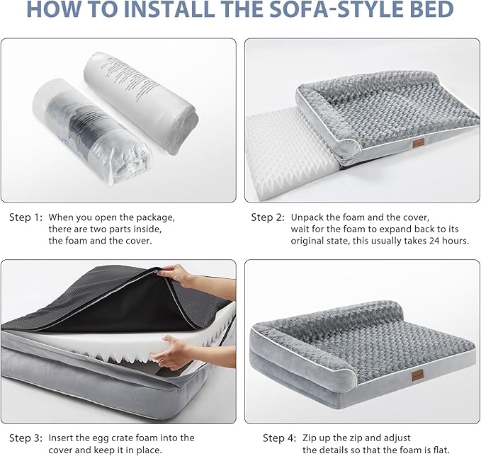 BFPETHOME Orthopedic XXL Dog Beds Large Sized Dog, Washable Dog Sofa Bed | Removable Cover, Waterproof Lining, Non-Slip Bottom, Large Pet Couch for Big Dogs, Cozy Shared Sleeping Dog Bed for Indoor - Image 6