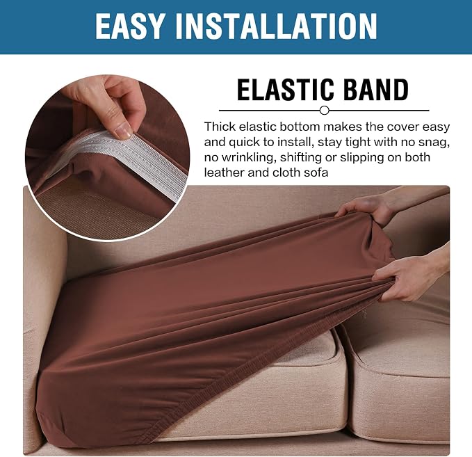 H.VERSAILTEX Velvet Stretch Couch Cushion Cover Plush Cushion Slipcover for Chair Cushion Furniture Protector Seat Cushion Sofa Cover (1 Piece Armchair Cushion Covers, Burnt Brick) - Image 4
