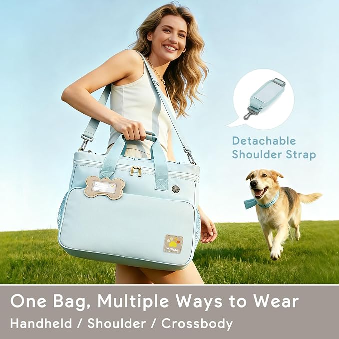 Pet Travel Bag, Large Blue Dog Carrier with Multiple Compartments and Adjustable Straps, Dog Suitcase for Weekend Camping, Pet Diaper Bag for Travelling(Blue) - Image 2