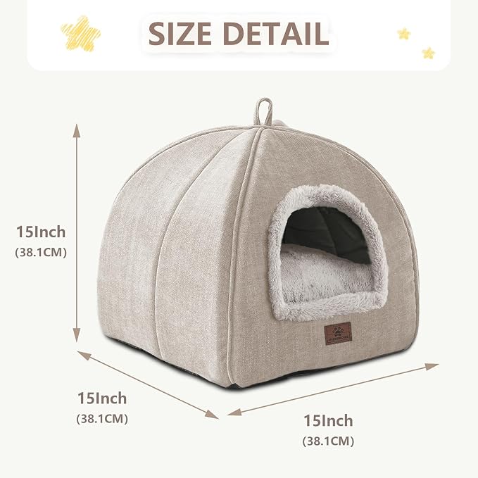 WINDRACING Cat Bed for Indoor Cats - Cat Cave Cat House Cats Tent with Removable Washable Cushioned Pillow, Soft and Self Kitten beds - Image 3